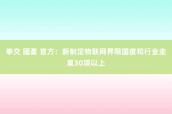 拳交 國產 官方：新制定物联网界限国度和行业圭臬30项以上