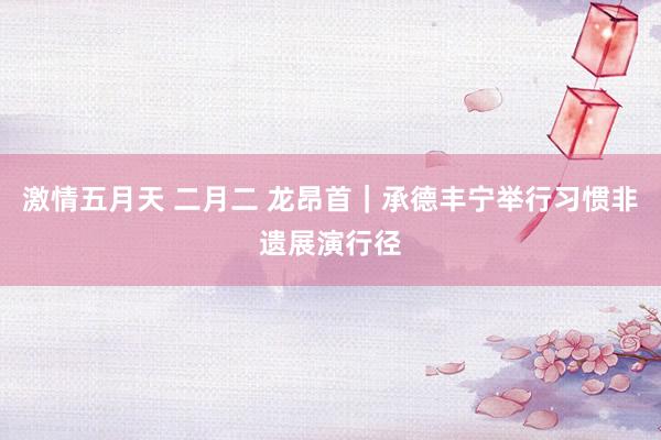 激情五月天 二月二 龙昂首｜承德丰宁举行习惯非遗展演行径