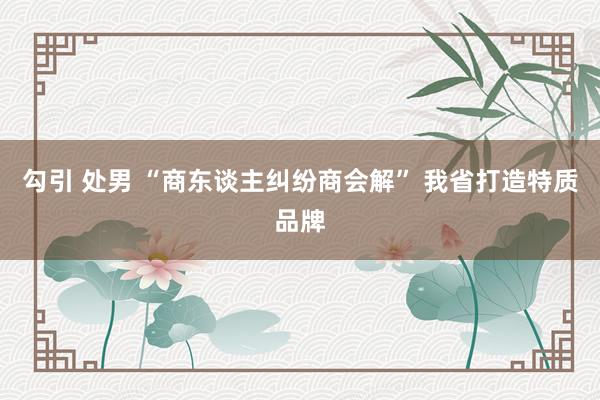 勾引 处男 “商东谈主纠纷商会解” 我省打造特质品牌