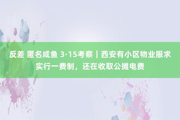 反差 匿名咸鱼 3·15考察｜西安有小区物业服求实行一费制，还在收取公摊电费