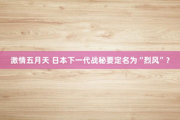 激情五月天 日本下一代战秘要定名为“烈风”？