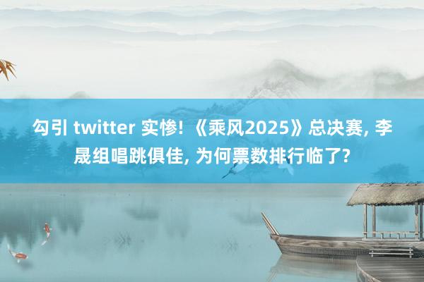 勾引 twitter 实惨! 《乘风2025》总决赛, 李晟组唱跳俱佳, 为何票数排行临了?